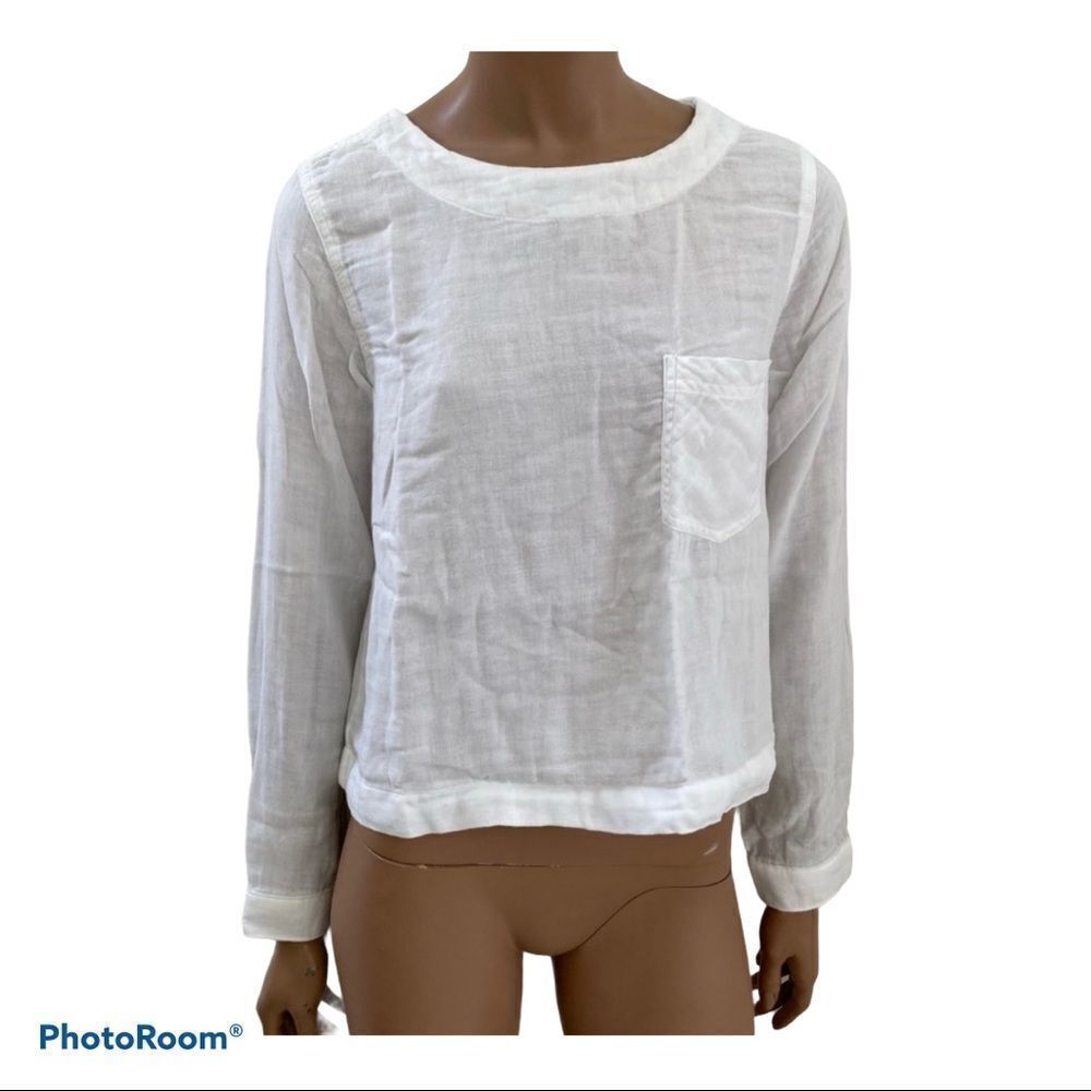 Cloth & Stone White Button Back Long Sleeve TopâXS